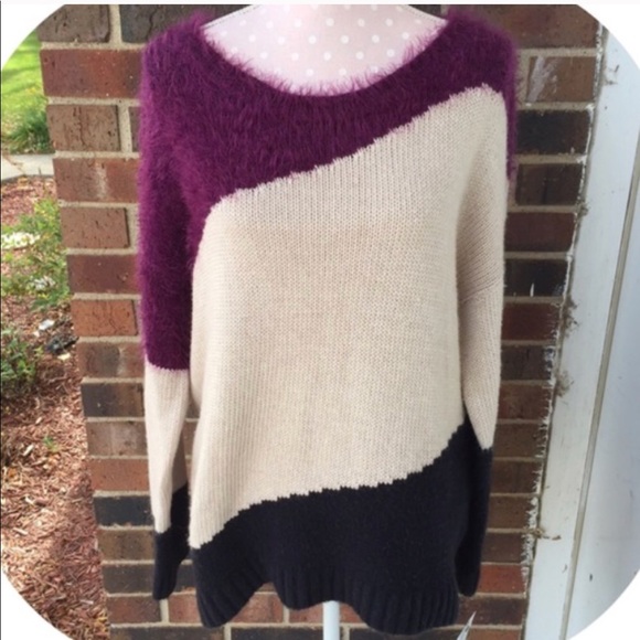 DKNYC Sweaters - DKNYC Eyelash Tri-colored Sweater Size L S56